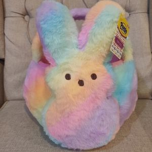 Peeps Easter Basket Soft Plush Bunny Tie Dye NWT